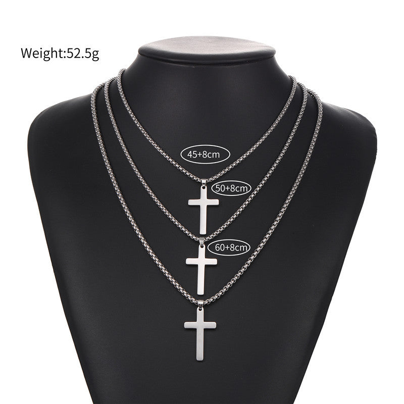 Hip-hop Minimalist Cross Geometric Titanium Steel Pendant Stainless Steel Necklace for Unisex