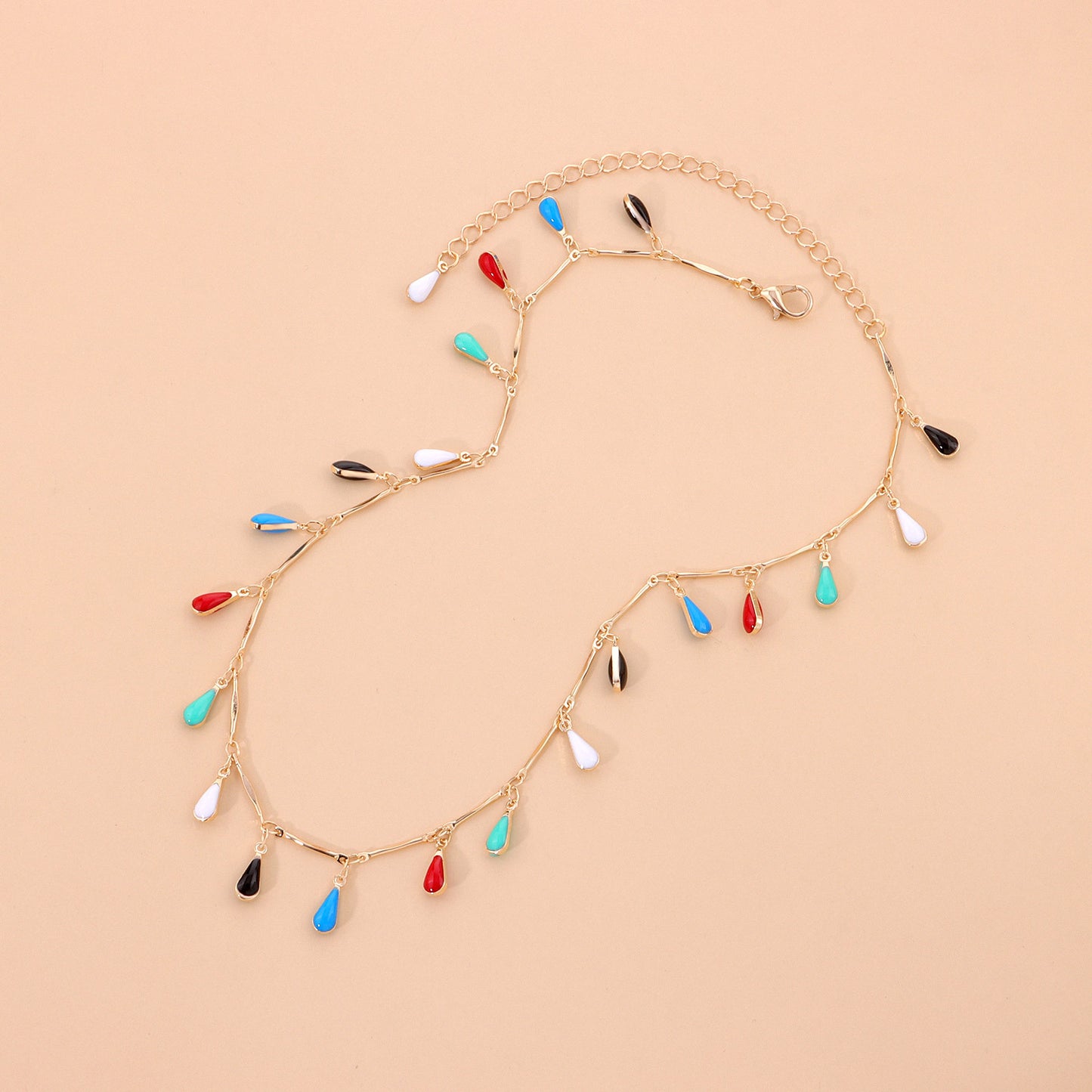 Women's Teardrop Alloy Pendant Necklace Hip-Hop Fashion Style Snake Chain