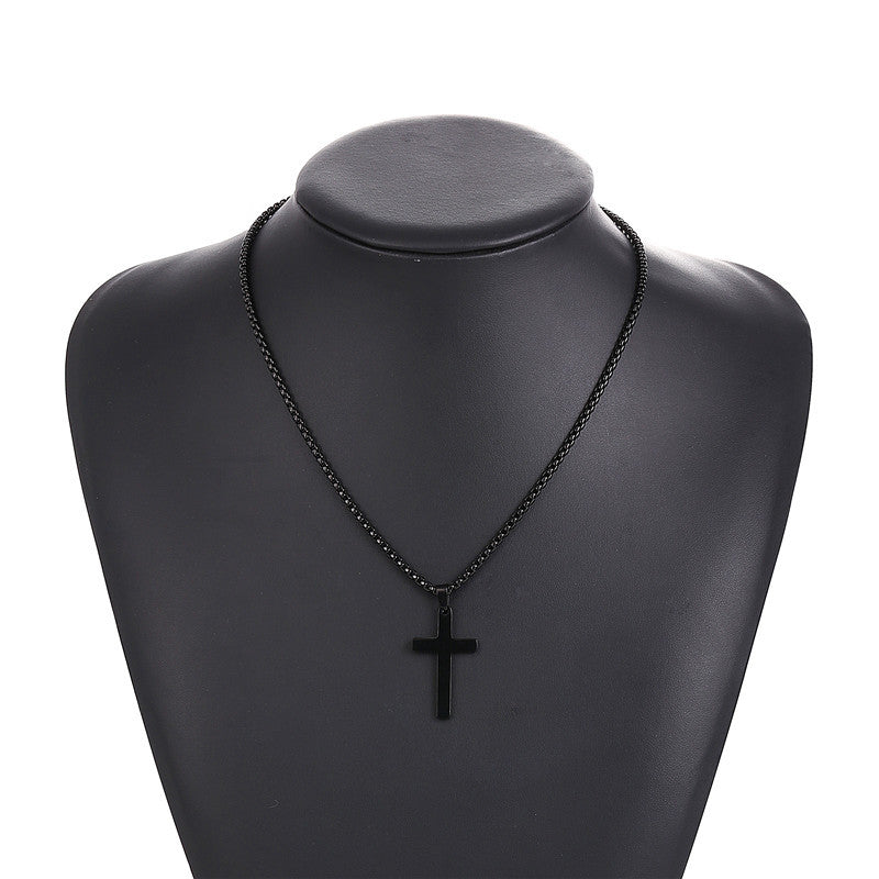 Hip-hop Minimalist Cross Geometric Titanium Steel Pendant Stainless Steel Necklace for Unisex