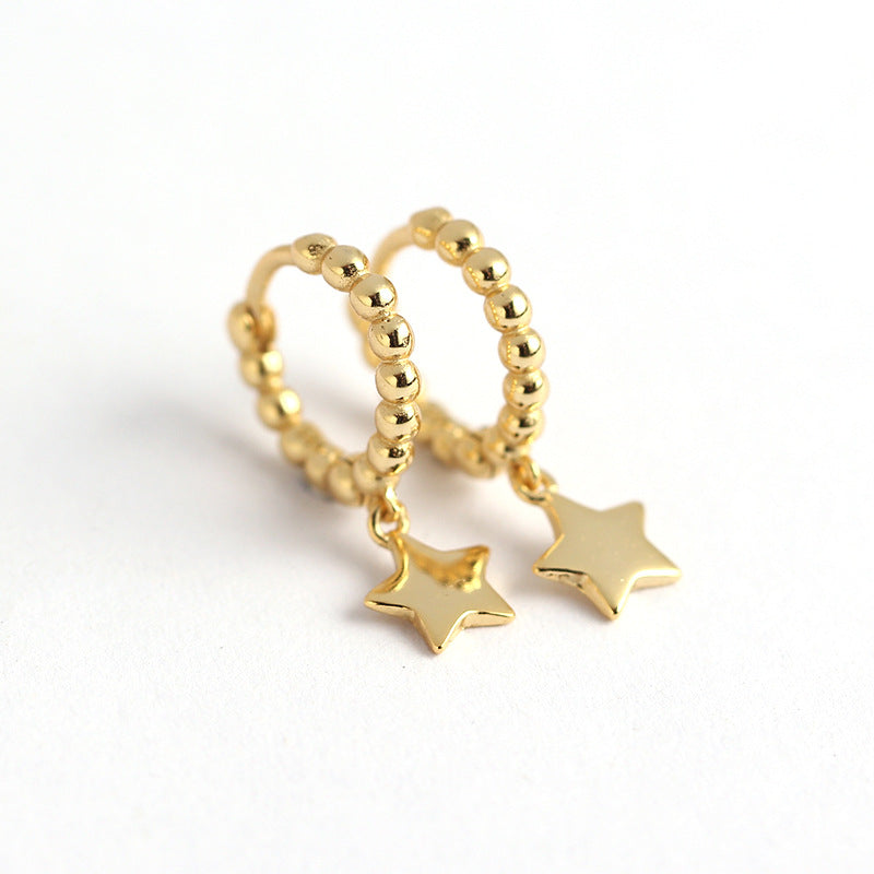 Orecchini a stella lucidi da donna in argento sterling 925, stile minimalista e delicato