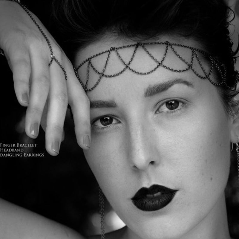 Punk Women's Geometric Alloy Headband with Metal Chains and Tassels