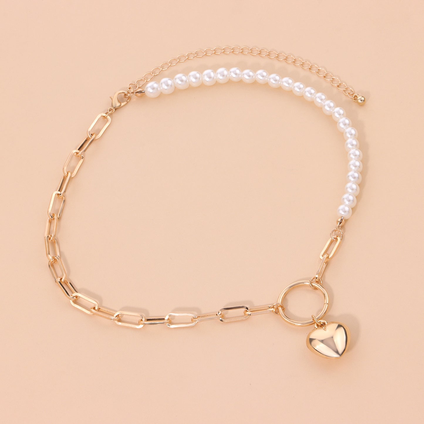 Women's Heart Geometric Alloy Pendant Necklace Hip-Hop Box Chain Style