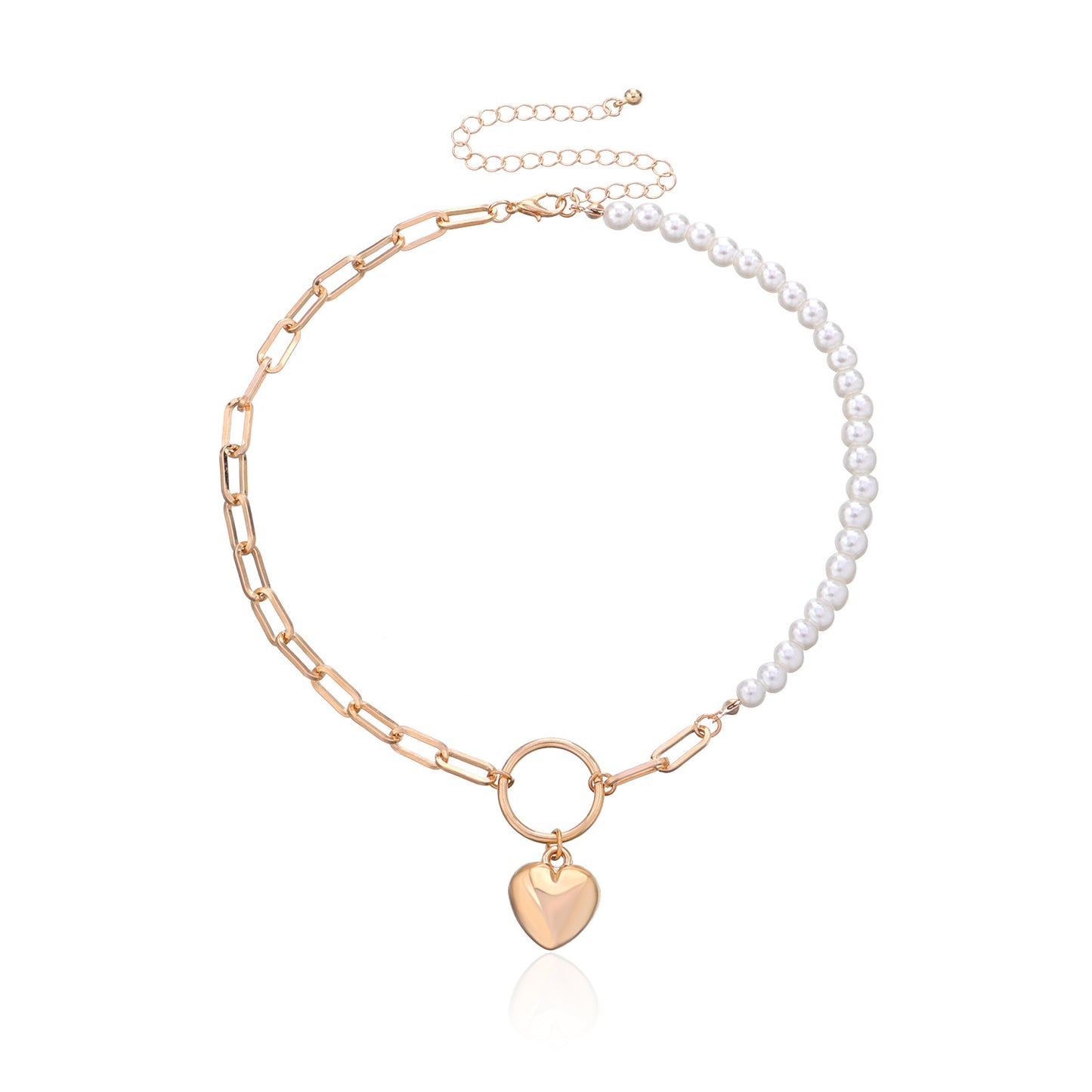 Women's Heart Geometric Alloy Pendant Necklace Hip-Hop Box Chain Style