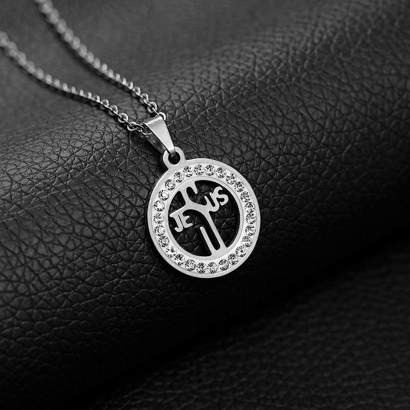 Collar con Cruz de Moda para Mujer, Cadena O de Acero de Titanio, Joyería Chapada, Regalo de Tendencia