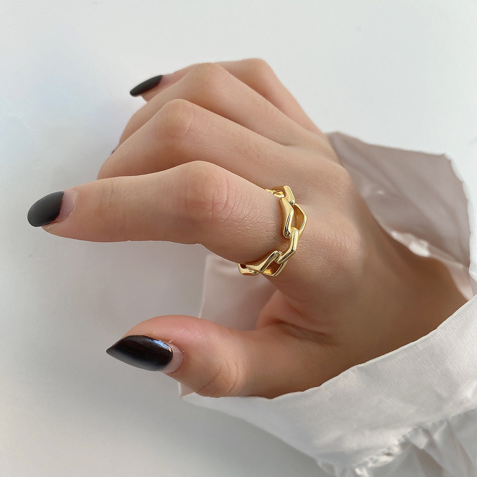Minimalist Sweet 925 Sterling Silver Geometric Mobius Open Ring for Women
