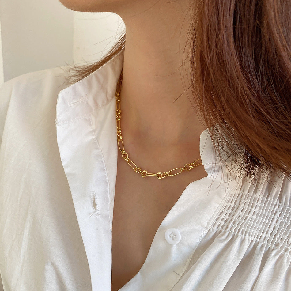 Minimalist 925 Sterling Silver Round Geometric Necklace for Women