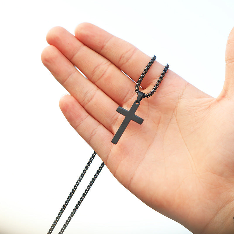 Hip-hop Minimalist Cross Geometric Titanium Steel Pendant Stainless Steel Necklace for Unisex