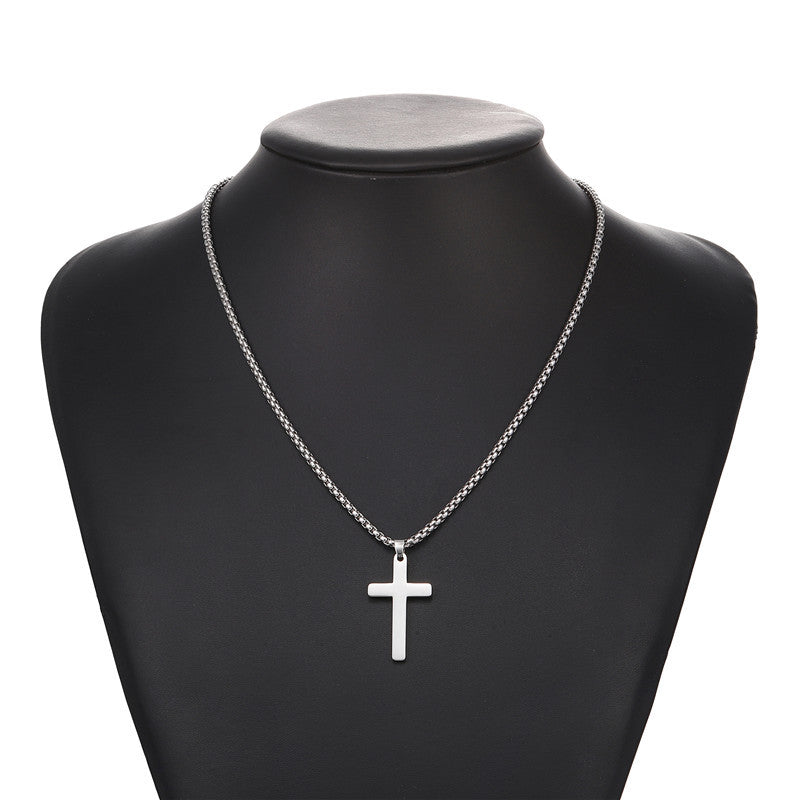 Hip-hop Minimalist Cross Geometric Titanium Steel Pendant Stainless Steel Necklace for Unisex