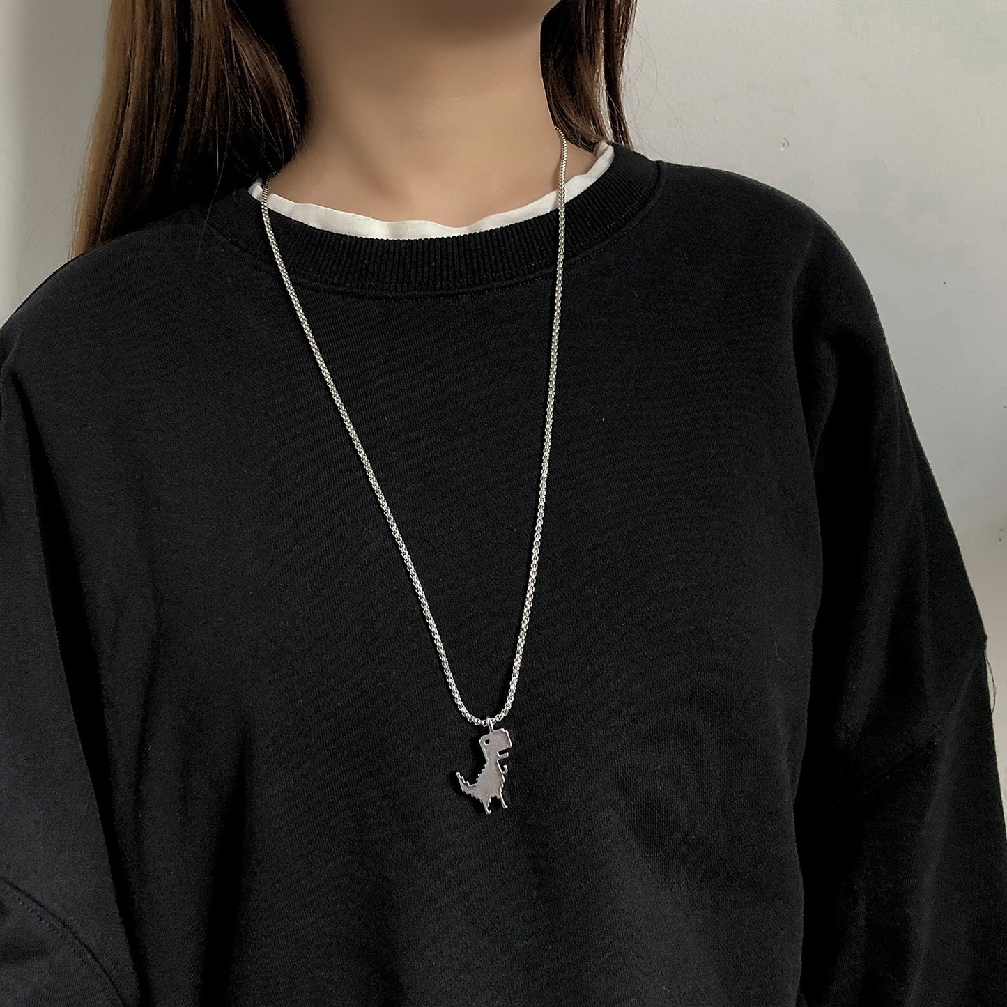Vintage Animal Dinosaur Pendant Necklace for Men Women Unisex Hip-Hop Fashion Alloy Box Chain Jewelry