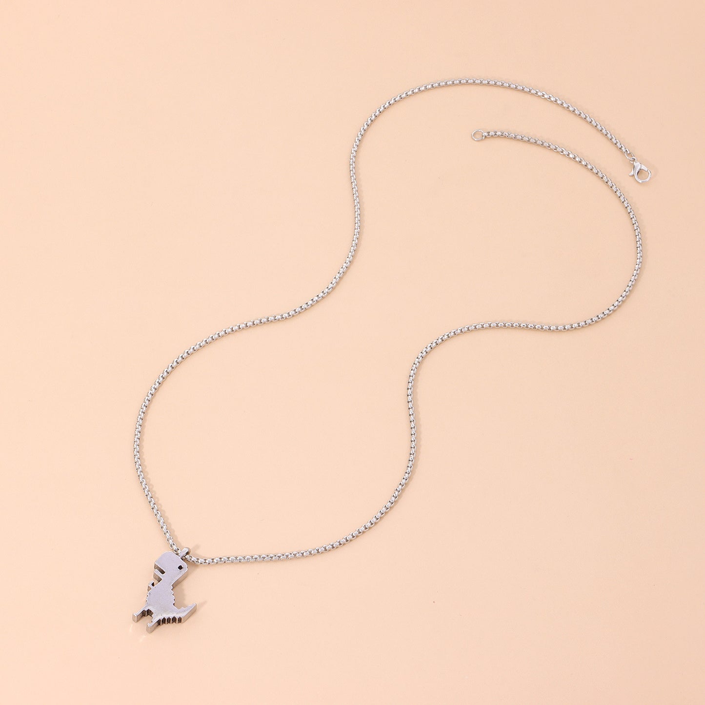 Vintage Animal Dinosaur Pendant Necklace for Men Women Unisex Hip-Hop Fashion Alloy Box Chain Jewelry
