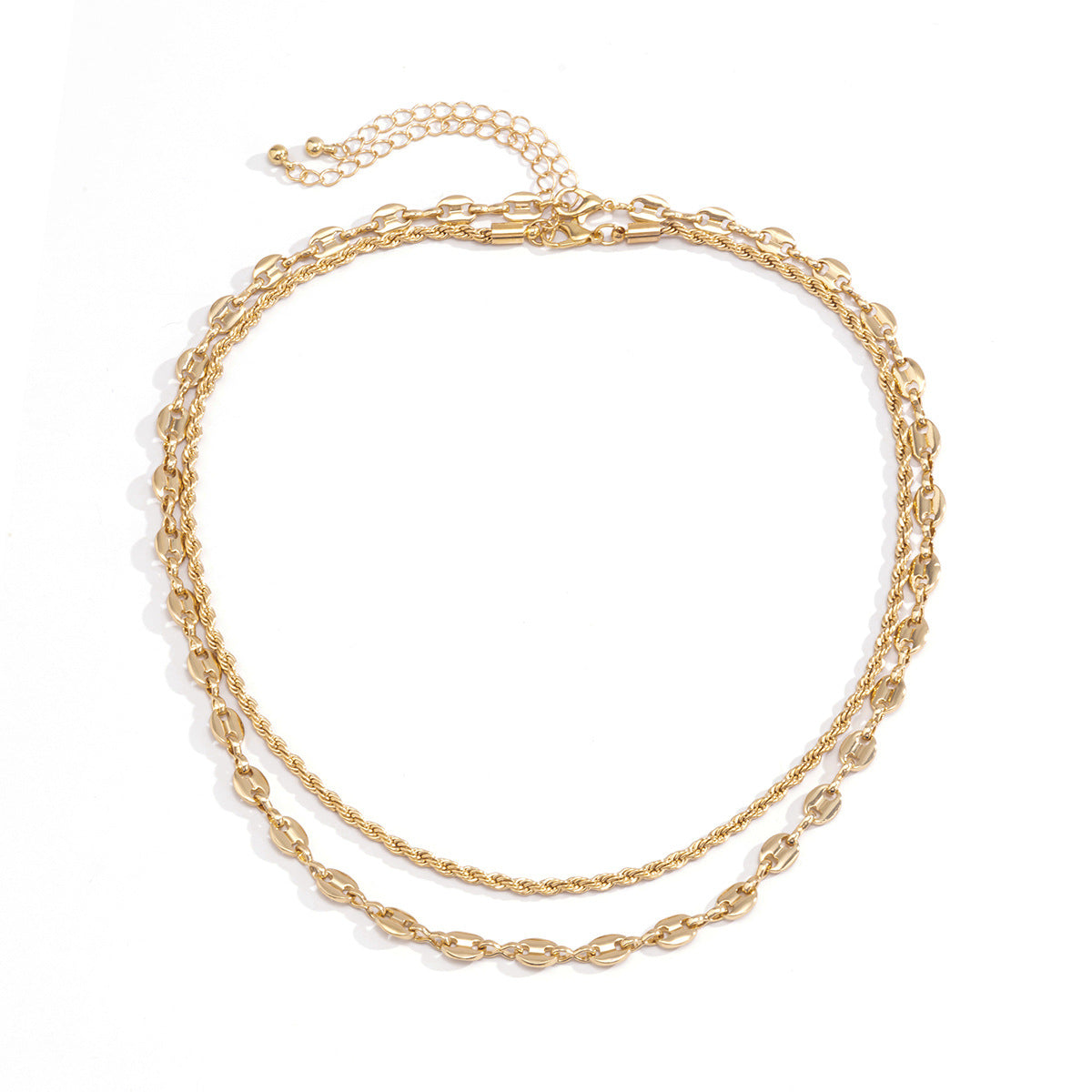 Collar Minimalista de Cadena con Cuerda de Hierro Geométrica para Mujer - Bañado, Forma Irregular, Joyería de Moda Actual