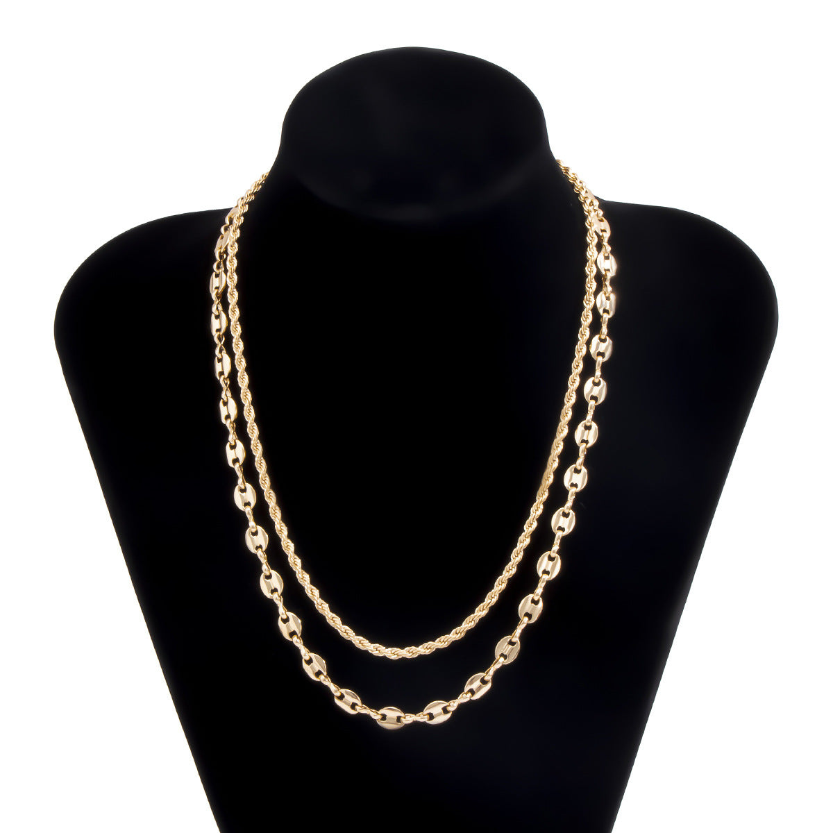 Collar Minimalista de Cadena con Cuerda de Hierro Geométrica para Mujer - Bañado, Forma Irregular, Joyería de Moda Actual