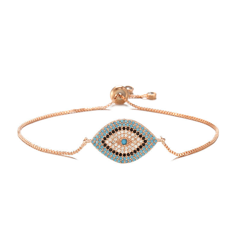 Copper Eye of Evil Rhinestone Inlay Women's Minimalist Fashion Casual Bracelet