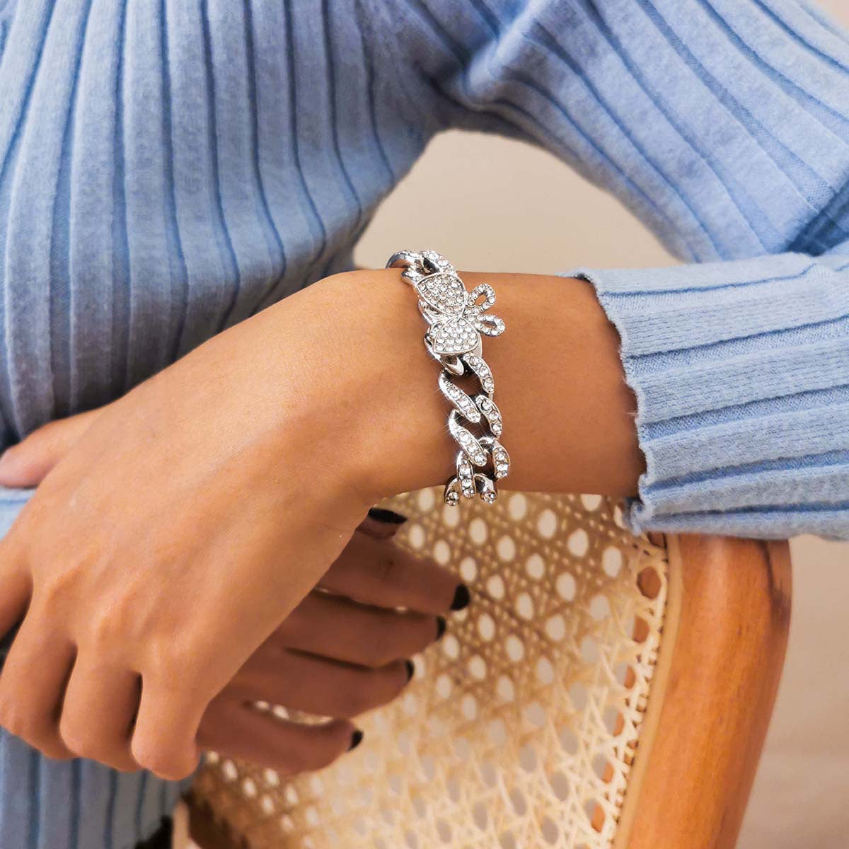 Vintage Alloy Butterfly Chain Bracelet for Women, Plated, Individuality Style, Fashion Jewelry, Travel Souvenir Gift