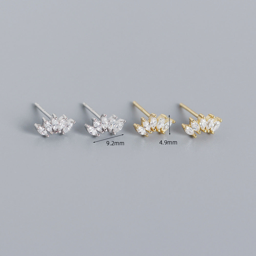 S925 Sterling Silver Geometric Rhinestone Inlay Earrings Luxury Fashion Unisex