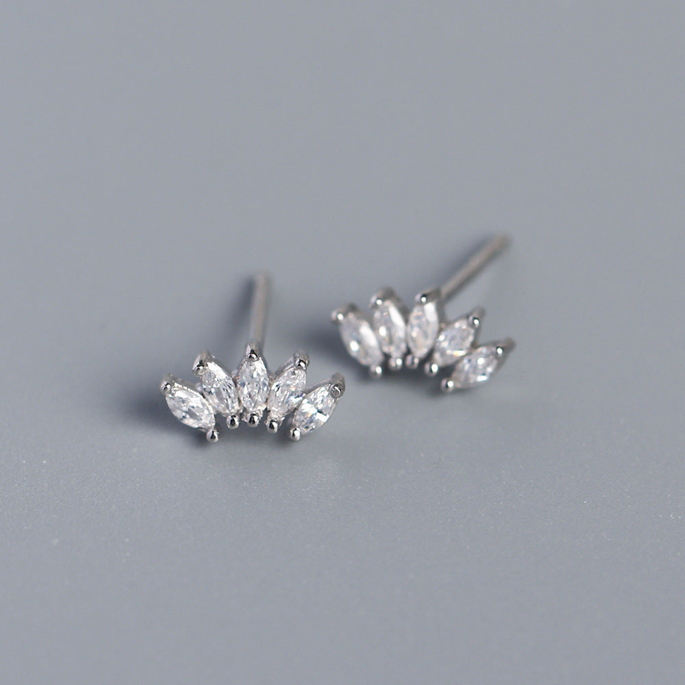 S925 Sterling Silver Geometric Rhinestone Inlay Earrings Luxury Fashion Unisex