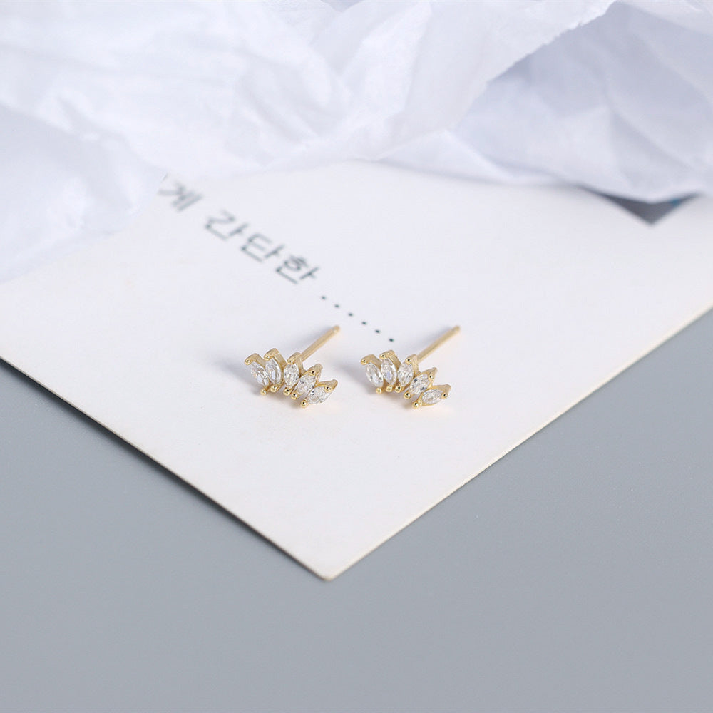 S925 Sterling Silver Geometric Rhinestone Inlay Earrings Luxury Fashion Unisex