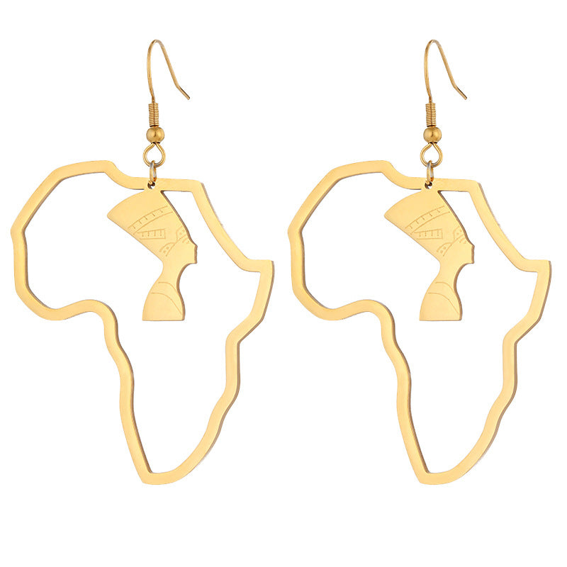 Pendientes de acero inoxidable de diseño de reina Nefertiti egipcia, geométricos, informales, de moda para mujer, regalo