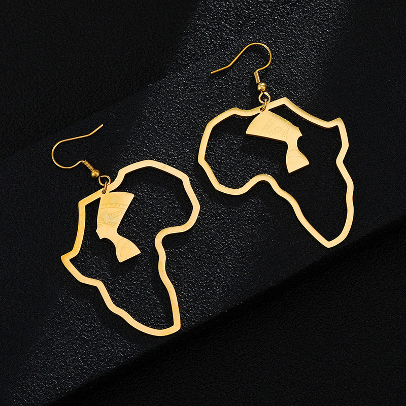 Pendientes de acero inoxidable de diseño de reina Nefertiti egipcia, geométricos, informales, de moda para mujer, regalo