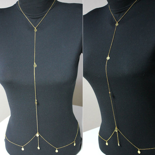 Cadena corporal geométrica minimalista para mujer con diseño de cadena cruzada, joyería de moda de aleación