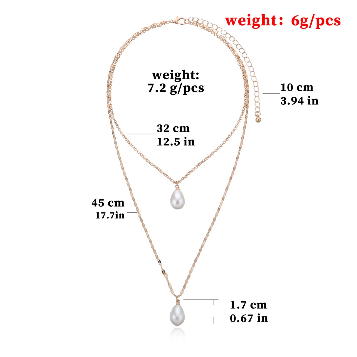 Women's Teardrop Pearl Pendant Necklace Minimalist Modern Style Alloy Twist Link Chain Plated Jewelry