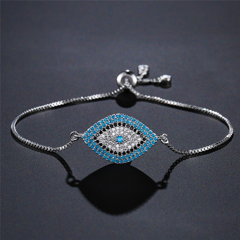 Copper Eye of Evil Rhinestone Inlay Women's Minimalist Fashion Casual Bracelet