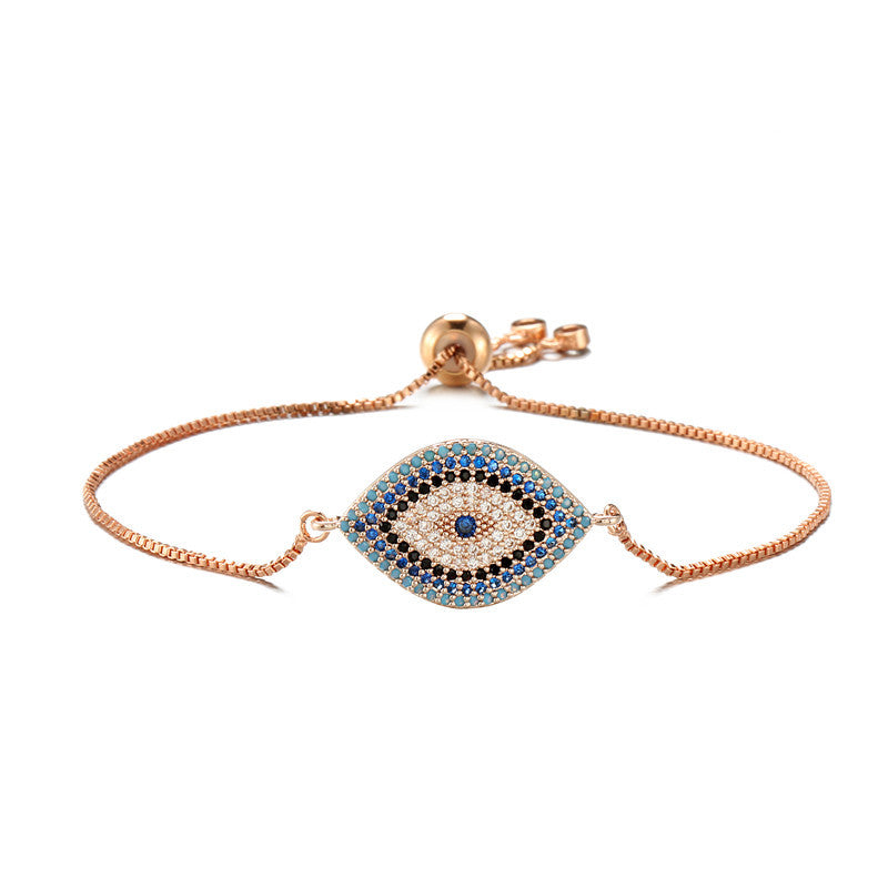 Copper Eye of Evil Rhinestone Inlay Women's Minimalist Fashion Casual Bracelet