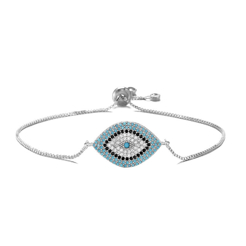 Copper Eye of Evil Rhinestone Inlay Women's Minimalist Fashion Casual Bracelet