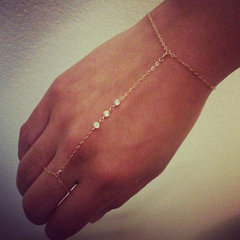 Women's Fashion Streetwear Letter Number Word Link Bracelet with Rhinestones Trendy Alloy Hand Jewelry