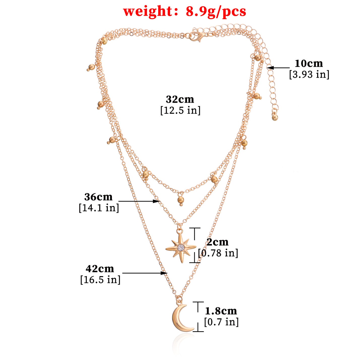 Women's European Style Vintage Star-Shaped Rhinestone Alloy Cross Chain Necklace