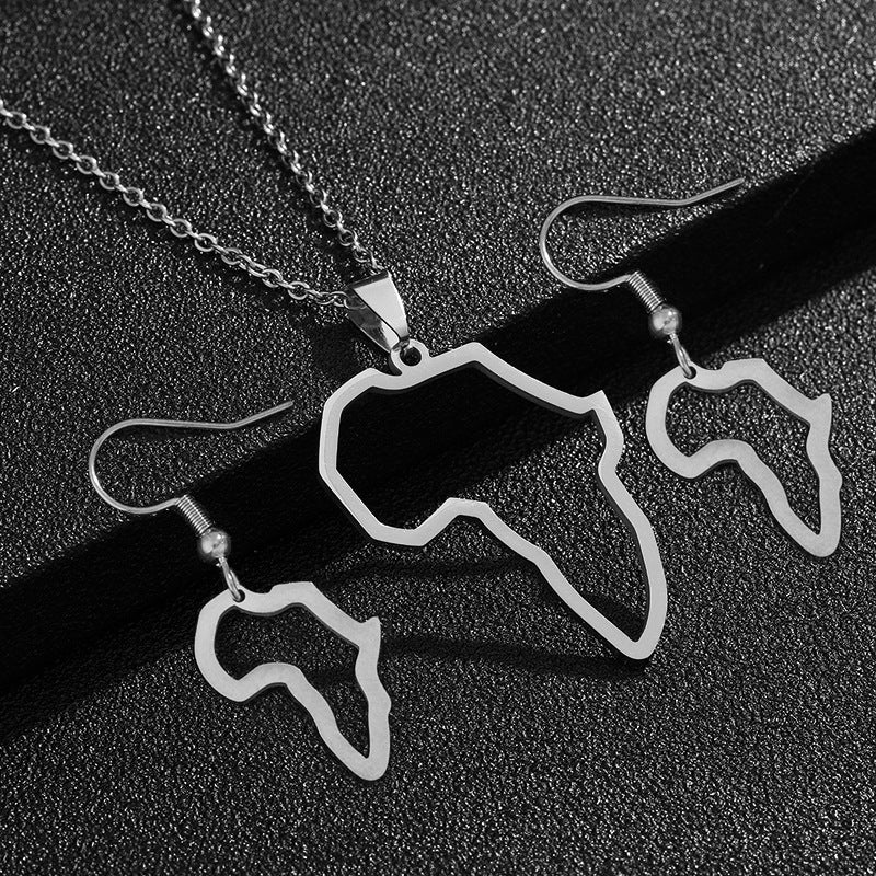 Conjunto de collar y pendientes de acero inoxidable y titanio geométrico para mujer, estilo casual de moda, diseño de cadena O, acabado chapado