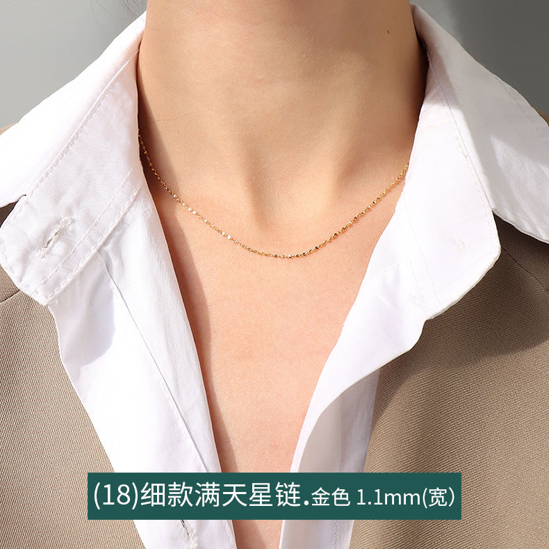 Collana a catena serpentina in acciaio al titanio placcato oro 18 carati, stile lusso leggero, con design a linea geometrica ondulata da donna