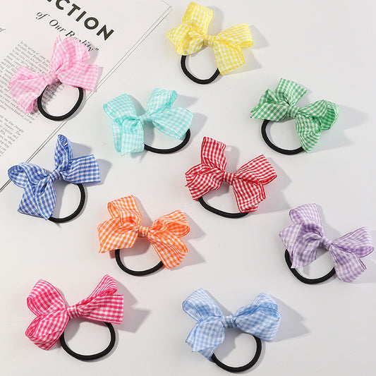 Fiocco per capelli per bambine in stile principessa, elastico in tessuto con forma geometrica, accessorio per capelli fatto a mano per doppia coda di cavallo