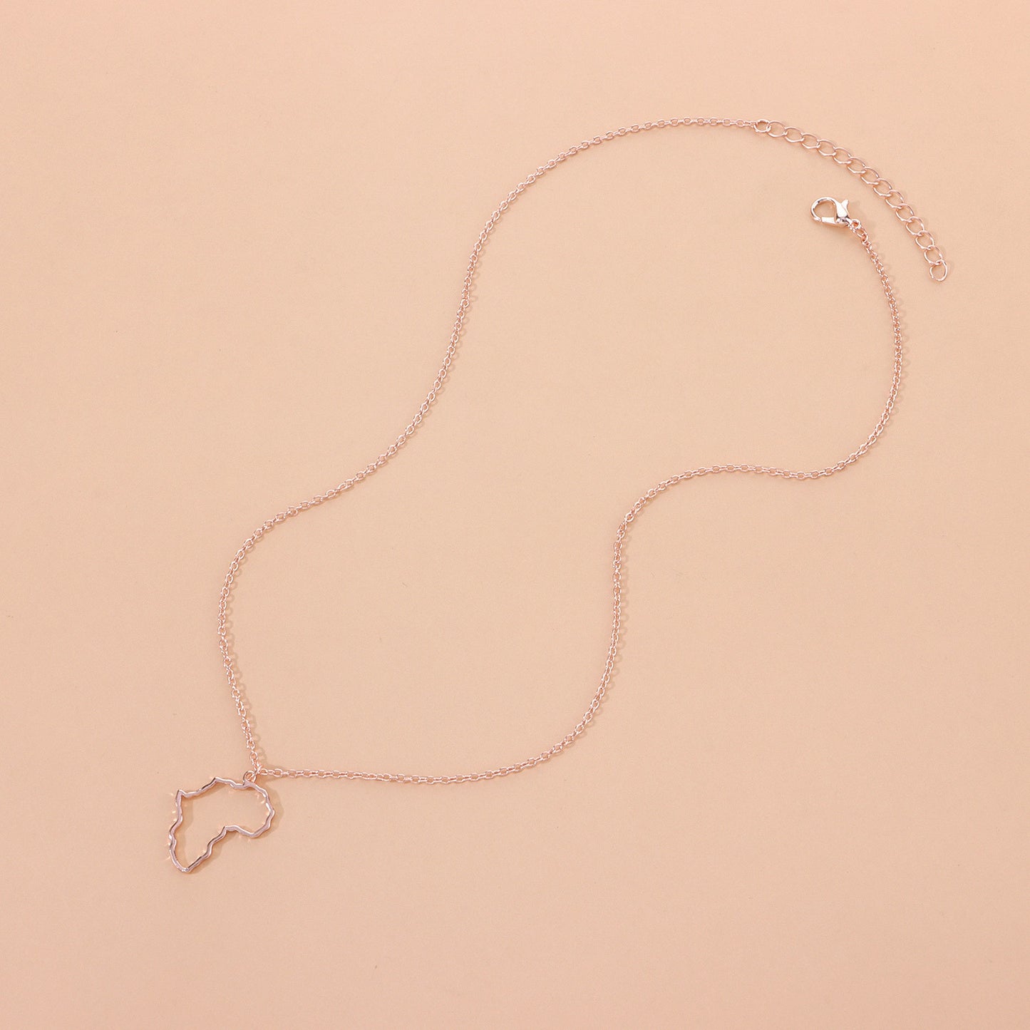 Women's Geometric Alloy Minimalist Fashion Cross Chain Necklace with Inlay - Unique African Map Pendant, 21cm to 50cm Adjustable Length