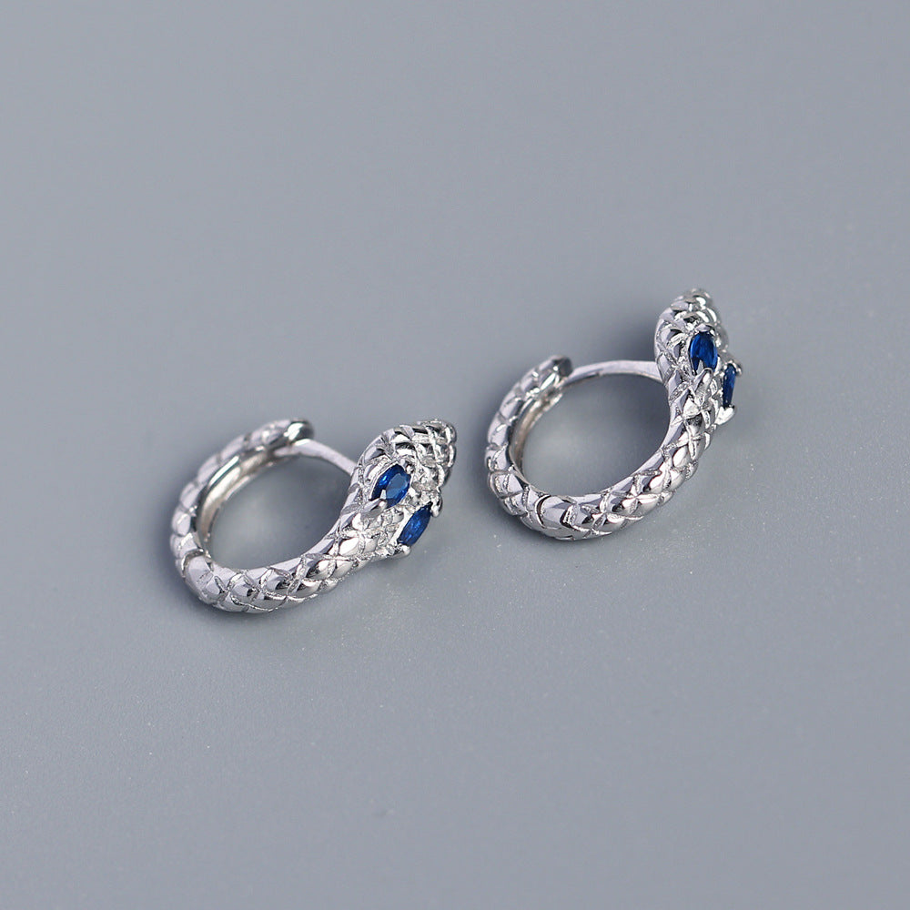S925 Sterling Silver Snake Shape Inlay Rhinestone Earrings for Women - YHE0289