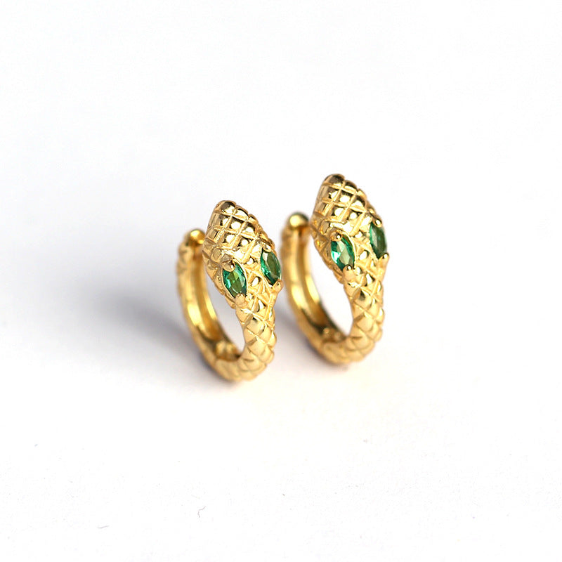 S925 Sterling Silver Snake Shape Inlay Rhinestone Earrings for Women - YHE0289