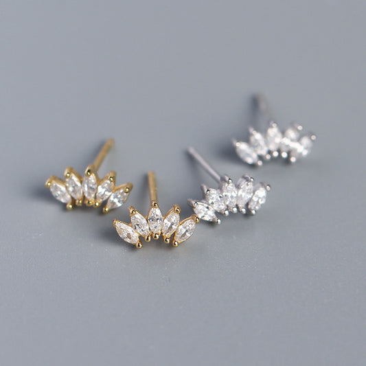 Orecchini S925 in Argento Sterling Geometrici con Strass Intarsiati Lusso Moda Unisex