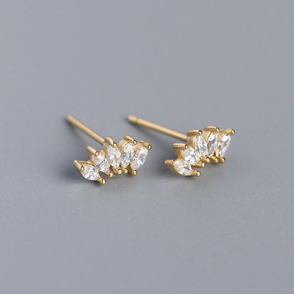 S925 Sterling Silver Geometric Rhinestone Inlay Earrings Luxury Fashion Unisex