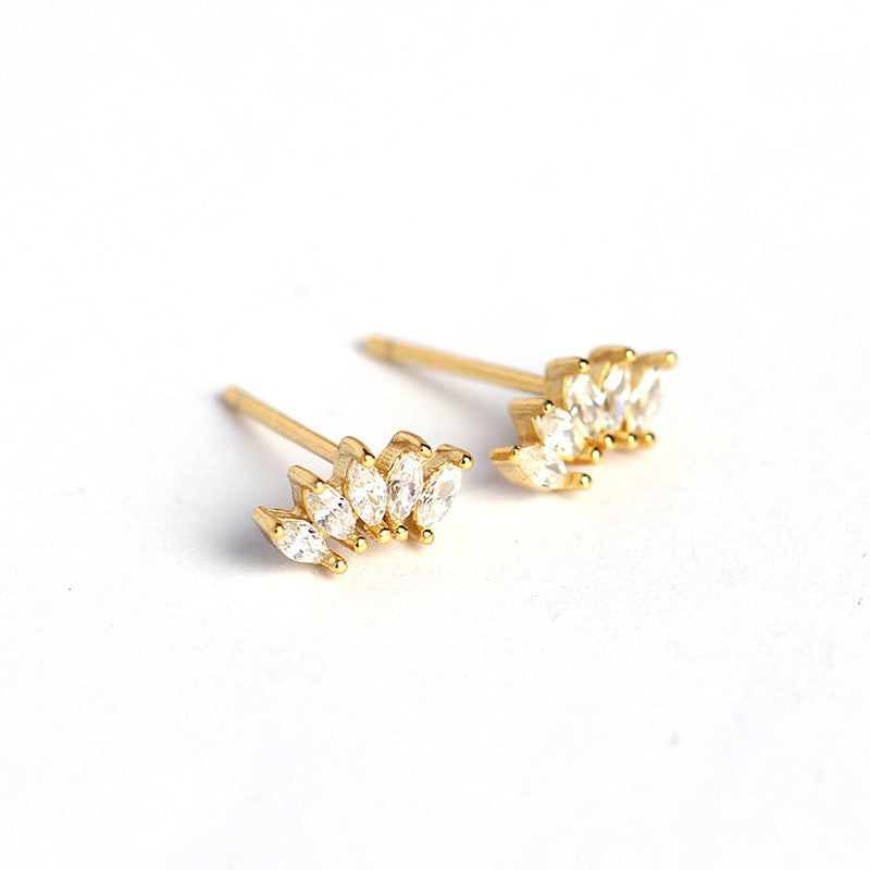 S925 Sterling Silver Geometric Rhinestone Inlay Earrings Luxury Fashion Unisex