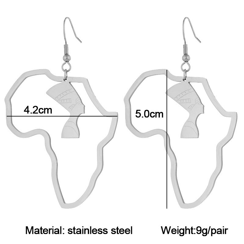 Pendientes de acero inoxidable de diseño de reina Nefertiti egipcia, geométricos, informales, de moda para mujer, regalo