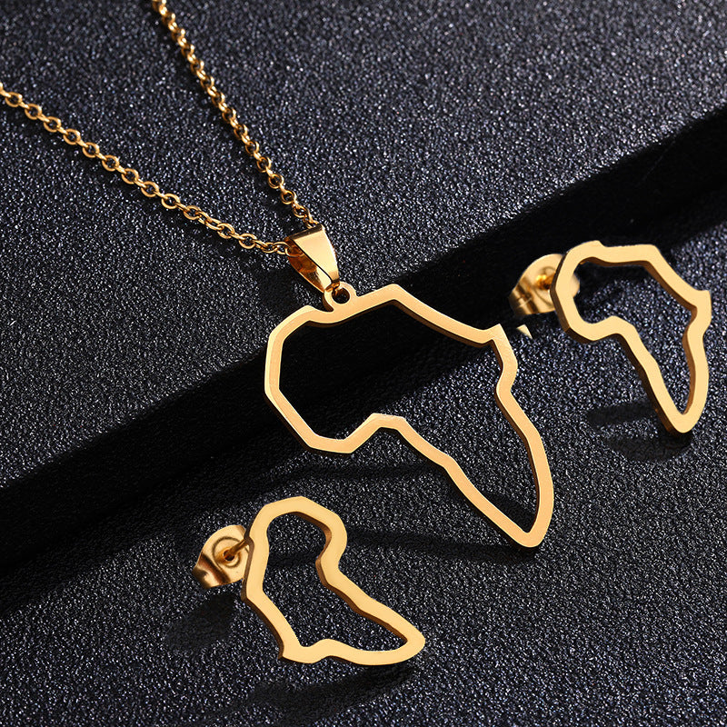 Set Collana con Ciondolo e Orecchini in Acciaio al Titanio e Inox Geometrico per Donna, Moda Casual, Regalo