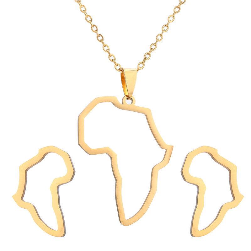 Set Collana con Ciondolo e Orecchini in Acciaio al Titanio e Inox Geometrico per Donna, Moda Casual, Regalo
