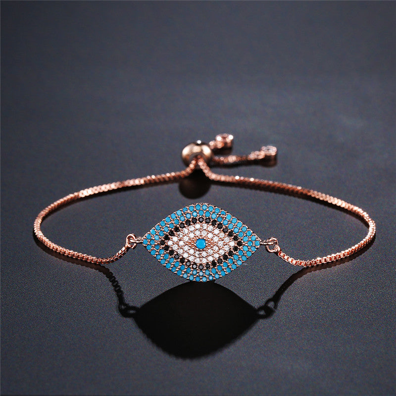 Copper Eye of Evil Rhinestone Inlay Women's Minimalist Fashion Casual Bracelet