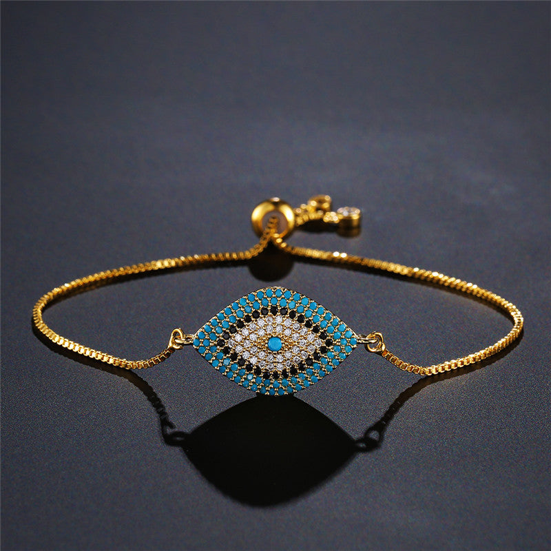 Copper Eye of Evil Rhinestone Inlay Women's Minimalist Fashion Casual Bracelet