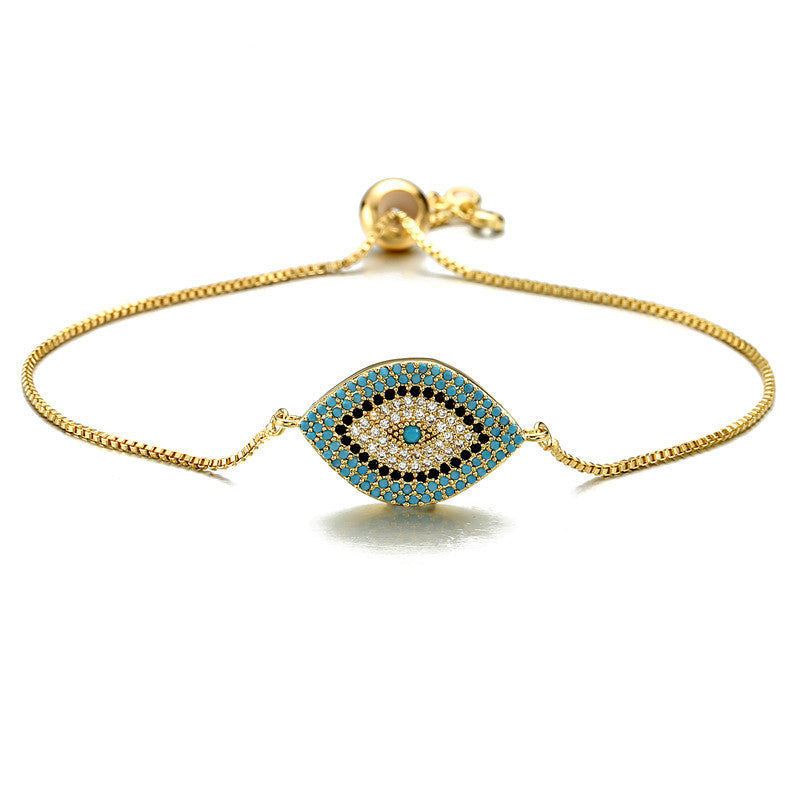 Copper Eye of Evil Rhinestone Inlay Women's Minimalist Fashion Casual Bracelet