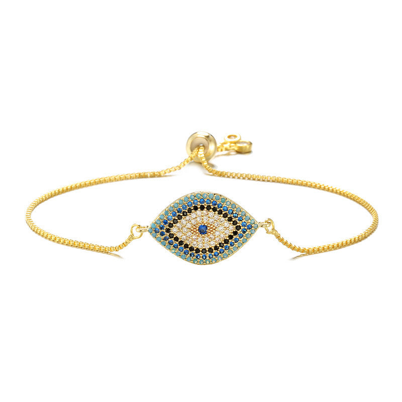 Copper Eye of Evil Rhinestone Inlay Women's Minimalist Fashion Casual Bracelet