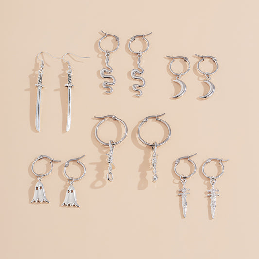 Pendientes chapados en aleación con forma irregular, estilo gótico y diseño único para mujer