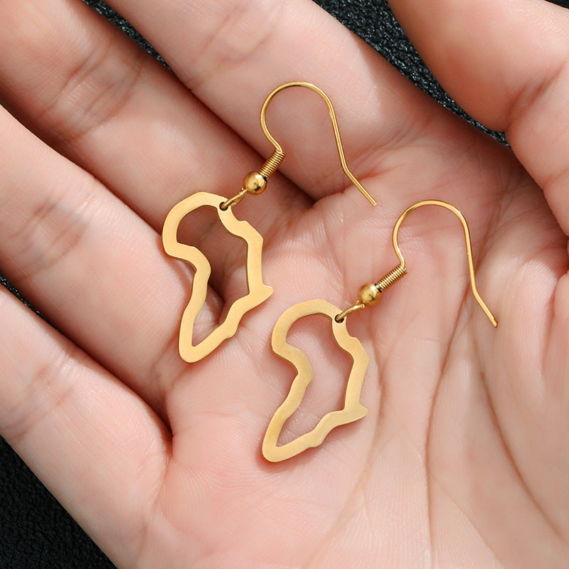 Conjunto de collar y pendientes de acero inoxidable y titanio geométrico para mujer, estilo casual de moda, diseño de cadena O, acabado chapado