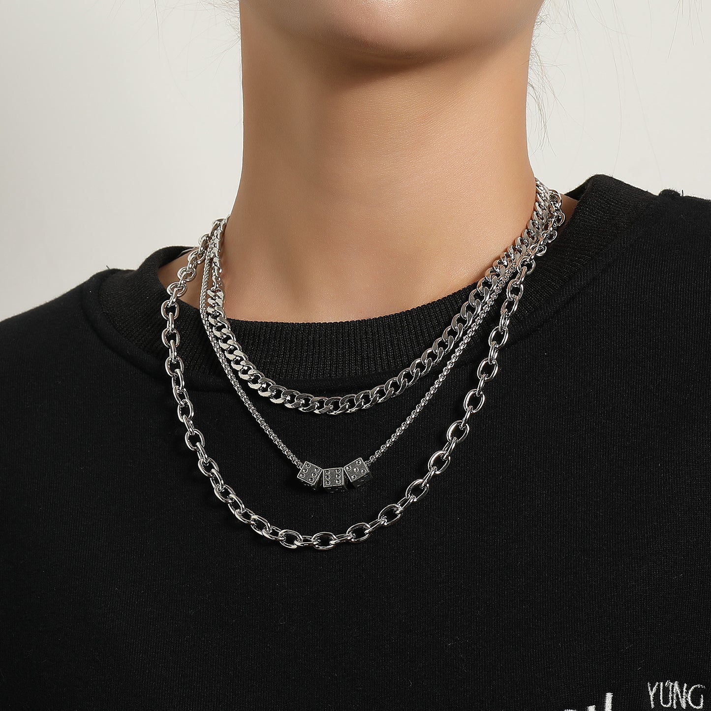 Punk Vintage Geometric Alloy Box Chain Necklace for Women - Multi-Layered Fashion Jewelry