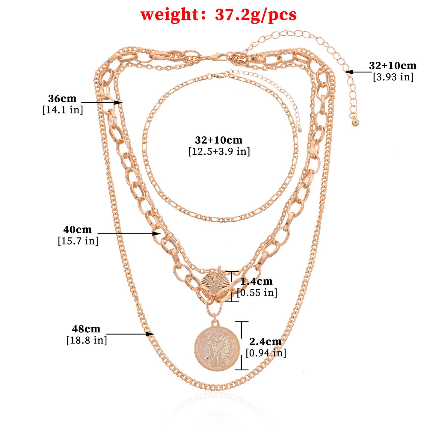 Geometric Pendant Necklace for Women, Vintage Punk Style, Alloy Plated Cross Chain, Multi-Layered Statement Jewelry